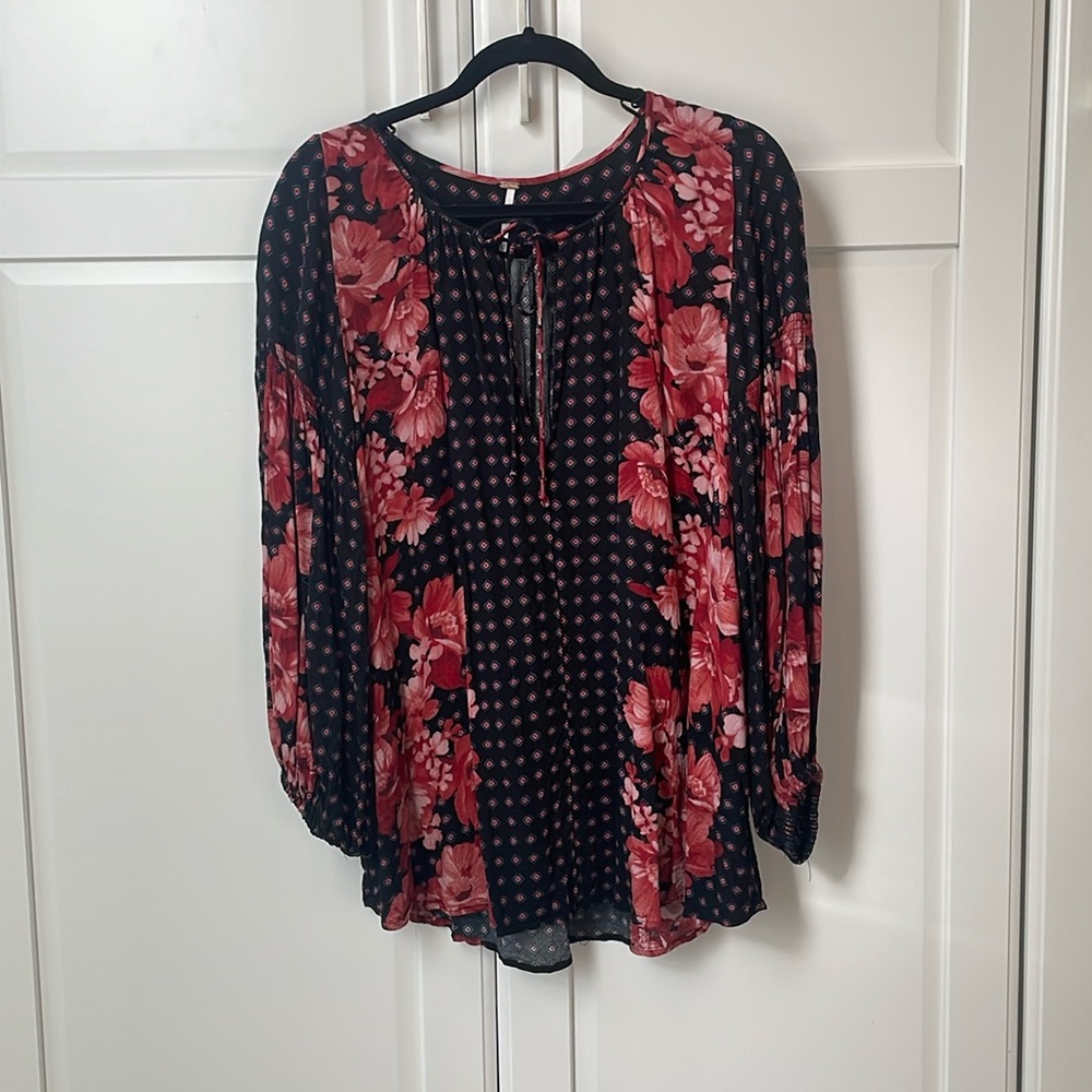 Free people blue/red printed dress, size XS